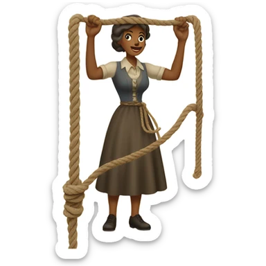 Woman pulling a bell rope sticker