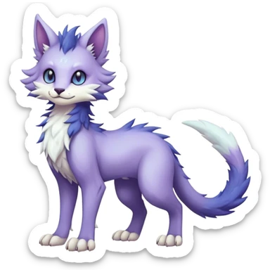 Kawaii dark edgy fantasy pastel ethereal feline-vernid-sergal-fursona animal creature with a tufted tail full body sticker