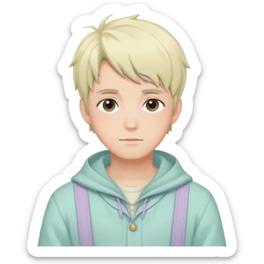 gorgeous-pastel-anime-style- man wearring Cottagecore style  sticker