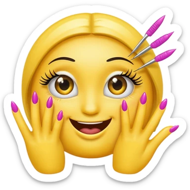 Sassy emoji with lashes and nails sticker