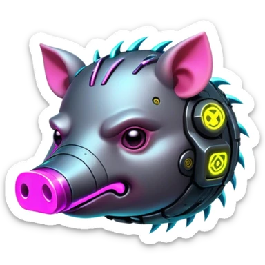 cyberpunk hog with neon sticker