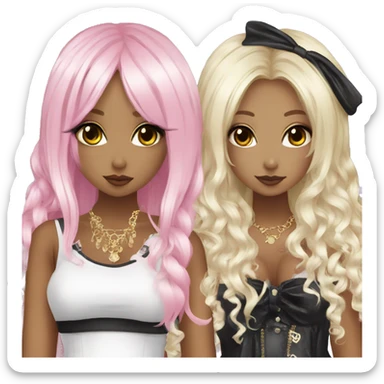 two hime gyaru girls, plus size, goth sticker