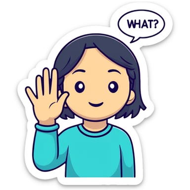 A Girl that has her Hand in her Face and says what  sticker