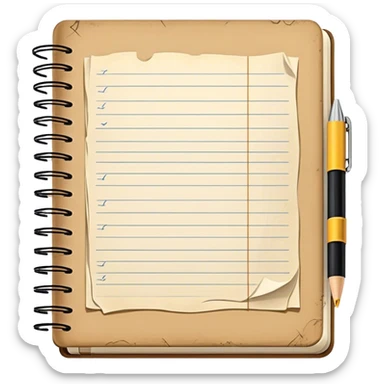 a notebook with a lot of written notes and sketches sticker