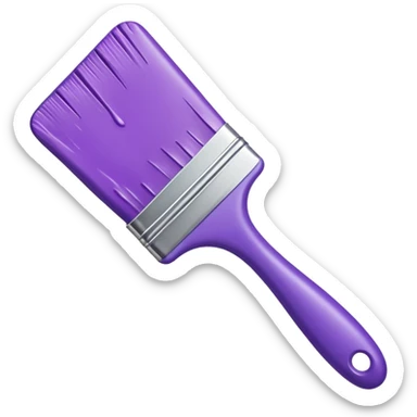 Paint brush with purple paint in the end of the brush  sticker