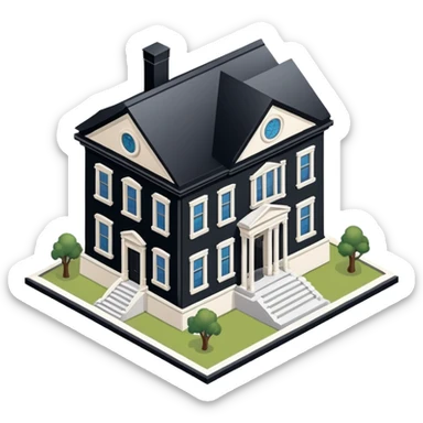 History Museum exterior, isometric dollhouse-style, realistic sticker