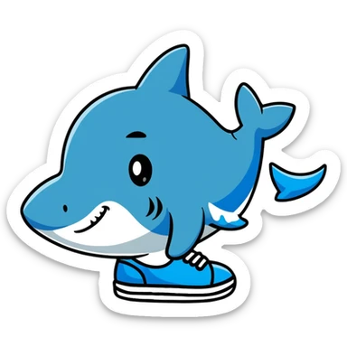 cute little shark wearing blue shoes sticker