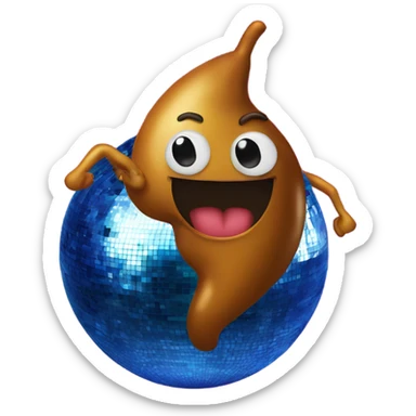 Poop dancing salsa on top of a disco ball  sticker