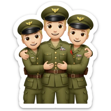 Soldados dando un abrazo de fraternidad sticker