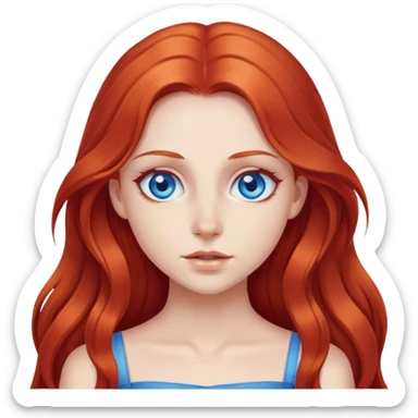 Girl with long red hair and blue eyes  sticker