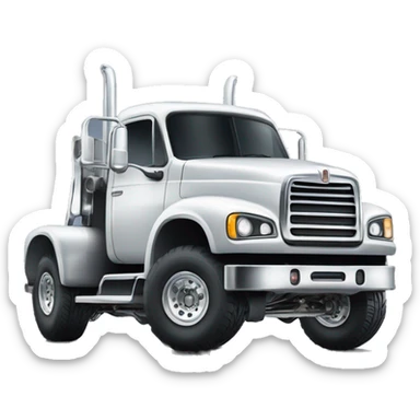 Truck with tall lifted suspension in the front and lowered suspension in the back with big chrome wheels sticker