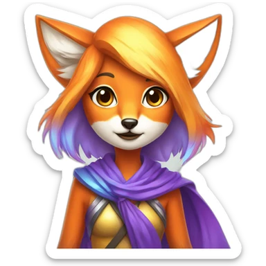 prismatic fox girl sticker