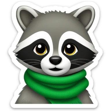 Raccoon in a green scarf sticker