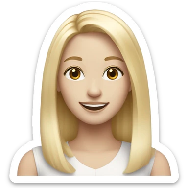 Blonde straight hair girl with pale skin smiling sticker