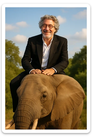 Alain chabat sur un éléphant  sticker