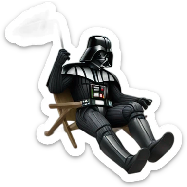 darth Vader lounging on the beach under an umbrella while drinking a piña colada sticker
