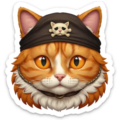 pirate cat with one closed eye with eyeband sticker