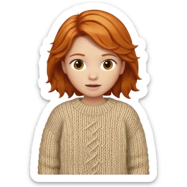 Knitted ginger hair sticker