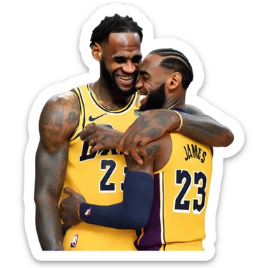 lebron james and ja morant hugging sticker