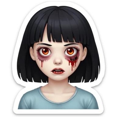 girl zombie with black hair whit bangs sticker
