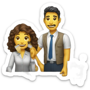 pareja trabajando en la oficina sticker