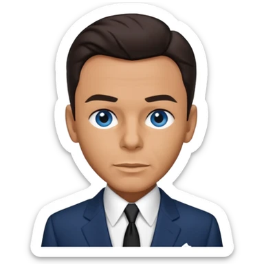 Frank Sinatra with blue eyes, dark brown hair, navy blue outfit sticker