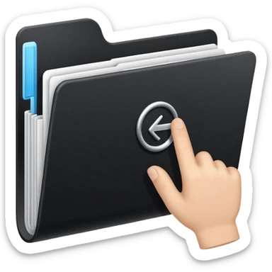 black cursor clicking on a folder sticker