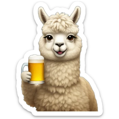 alpaca with a glass of beer in his hand sticker
