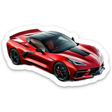 Corvette C8 Stingray rouge avec toit noir sticker