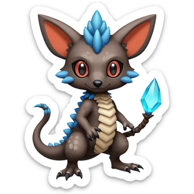 Cute cool realistic colorful exotic Trico-Protogen-Fakémon-Pokémon-Vernid-Fionbri-hybrid-creature dark (full body) sticker