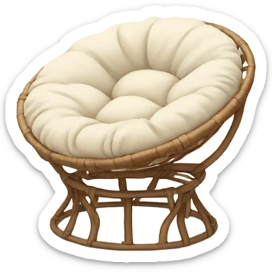 Light brown Papasan chair with cream cushion  sticker