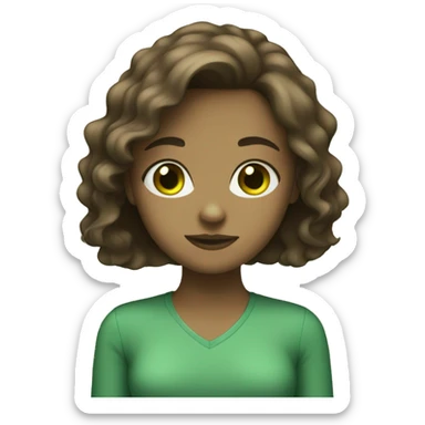Girl that has green eyes, brown hair sticker