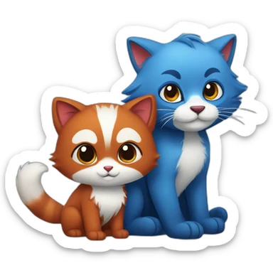 blue cat and red panda sticker