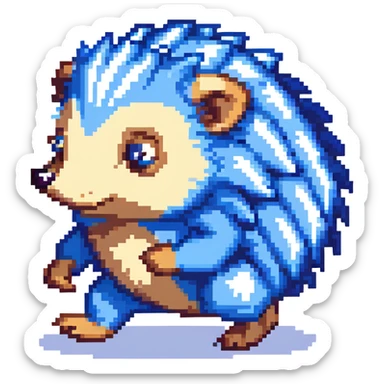 scene of a blue spiky hedgehog running fast through a vibrant landscape with checkerboard hills, floating gold rings, and blurred background, energetic and adventurous sticker