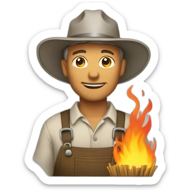 A farmer who is burning sticker