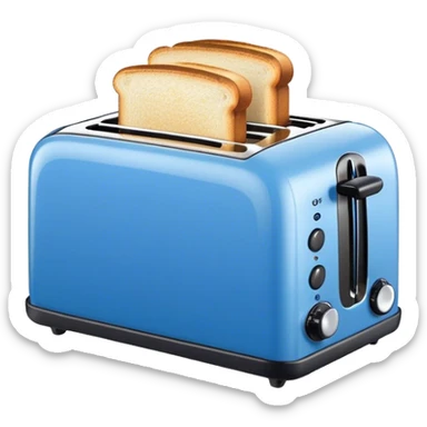 toaster, front view, blue color sticker