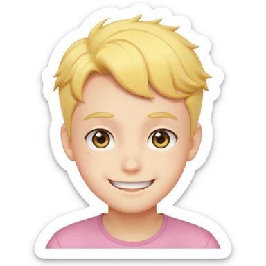 super cute anime pleading eyes classic yellow boy face cheesy smile bigger smile and thicker eyebrows  sticker