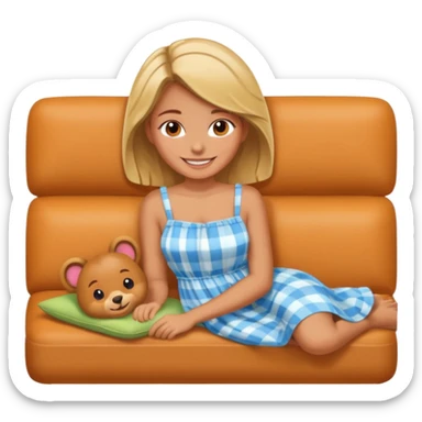 The girl works lying on the sofa sticker