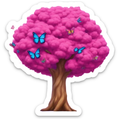 Pink Lisa frank tree covered with large butterflies  sticker
