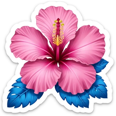 Pink and blue hibiscus  sticker