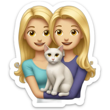 blonde Family with 2 cats sticker