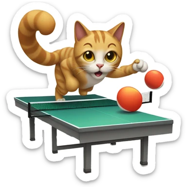 cat playing ping pong sticker