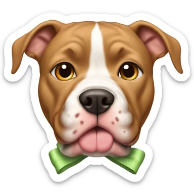Light brown pitbull with ears cut and bows sticker