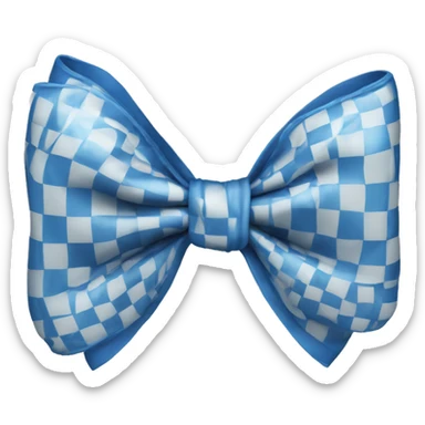Checkered blue bow sticker