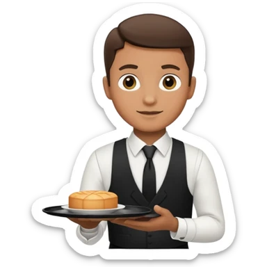 serveur avec un plateau dans la main sticker