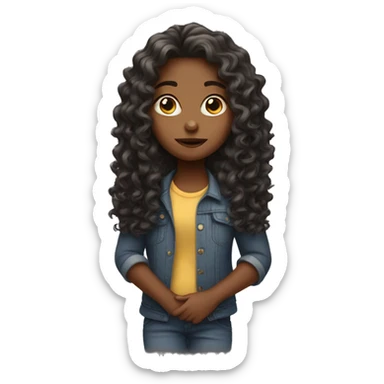 girl with long curly hair sticker