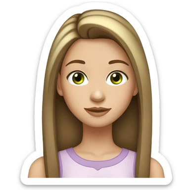15 year old girl with brown hair and blonde highlights with straight hair and green eyes sticker