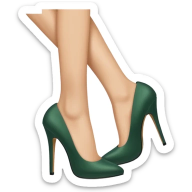 light skin female legs close up in dark green pumps sticker