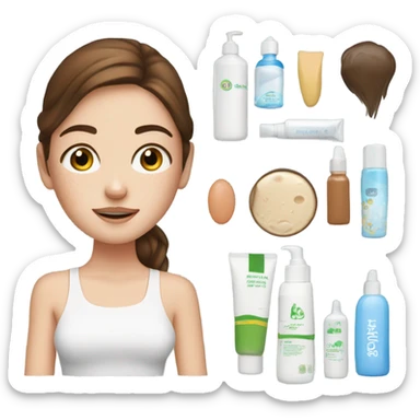 White girl doing skincare has freackles on skin and brunett sticker