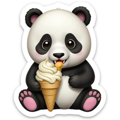 Panda eating ice cream sticker